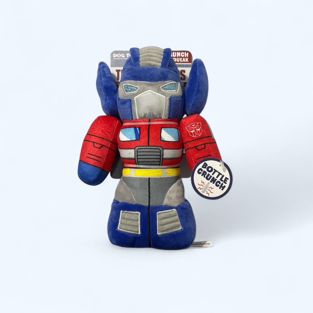 Hasbro Optimus Prime Crunch & Squeak Transformers Dog Toy Red/Blue BRAND NEW